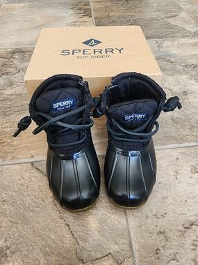 Sperry Kids Black Waterproof Duck Boots